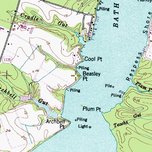 Topographic Map of Beasley Point, NC