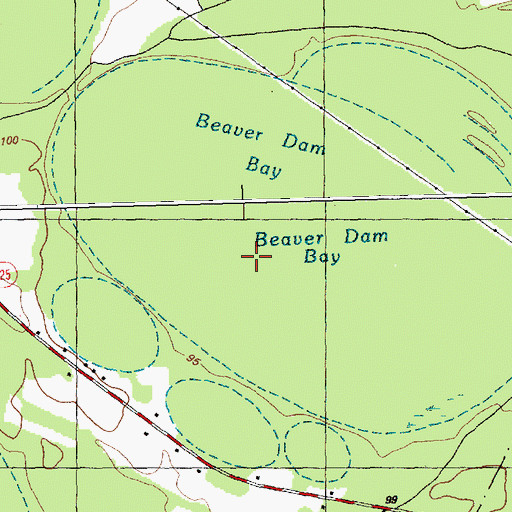 Topographic Map of Beaver Dam Bay, NC