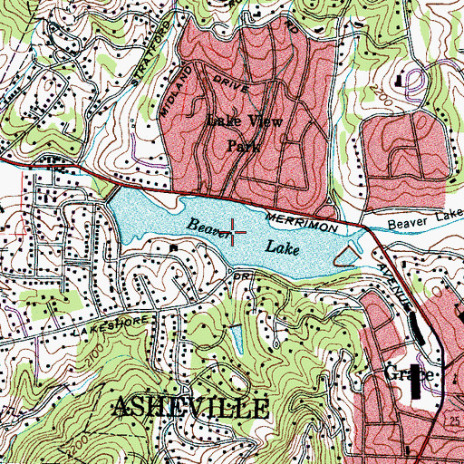 Topographic Map of Beaver Lake, NC