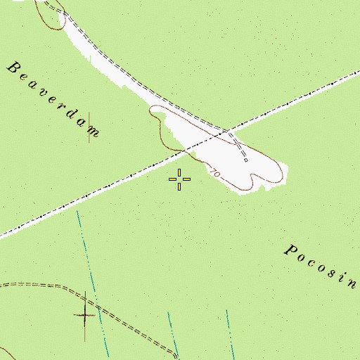 Topographic Map of Beaverdam Pocosin, NC