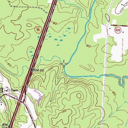 Topographic Map of Beaverpond Creek, NC