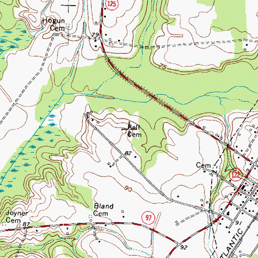 Topographic Map of Bell Cemetery, NC