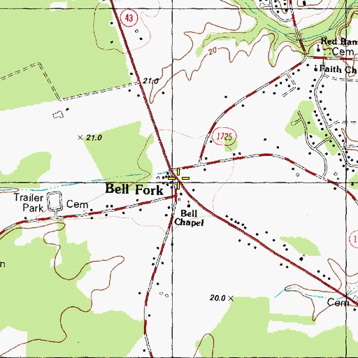 Topographic Map of Bell Fork, NC