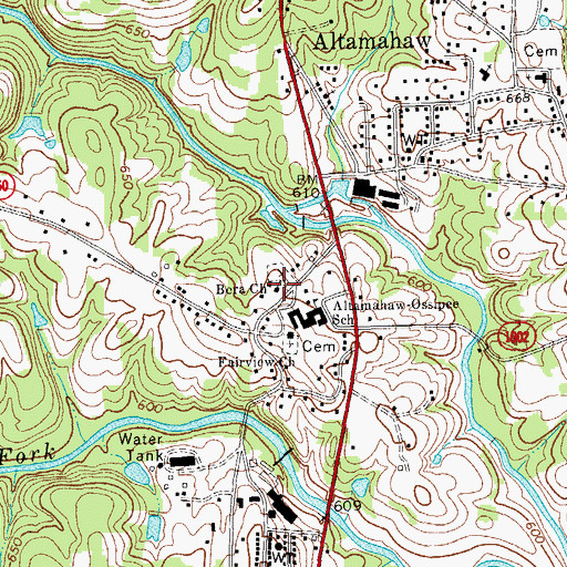 Topographic Map of Bera Church, NC