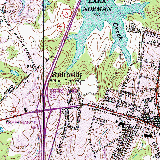 Topographic Map of Bethel Cemetery, NC