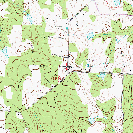 Topographic Map of Beulah Church, NC