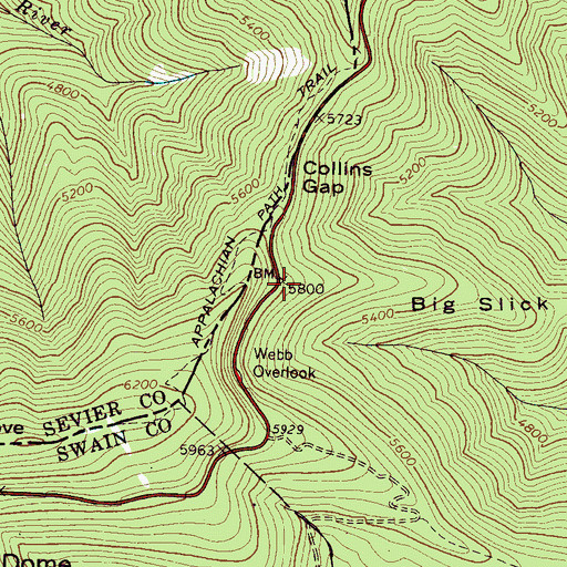 Topographic Map of Big Slick Ridge, NC