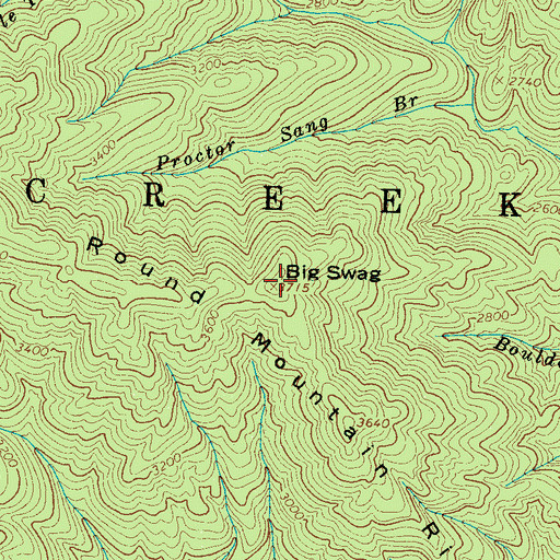 Topographic Map of Big Swag, NC