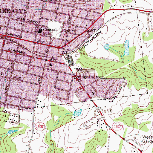 Topographic Map of Bingham Memorial Church, NC