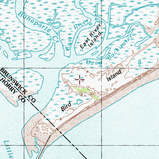 Topographic Map of Bird Island, NC