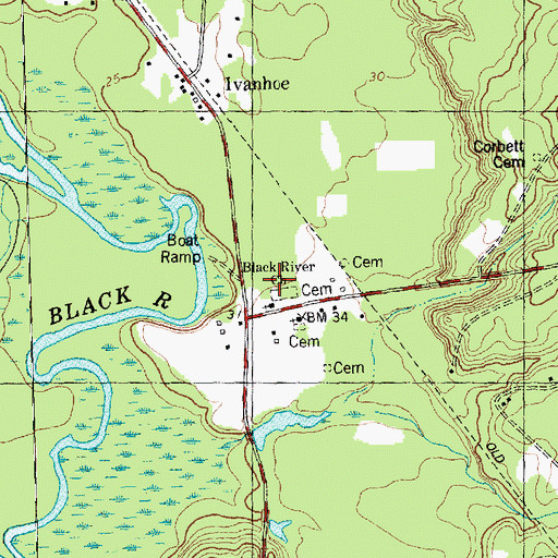 Topographic Map of Black River Presbyterian Church, NC