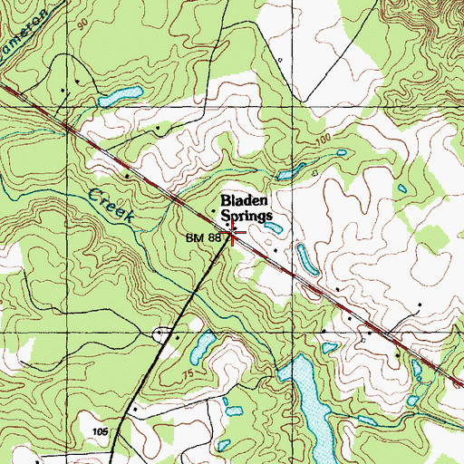 Topographic Map of Bladen Springs, NC