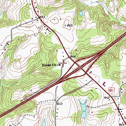 Topographic Map of Blaise Church, NC