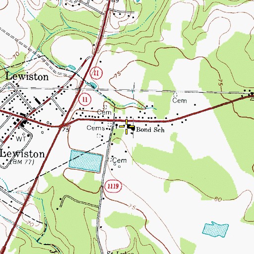 Topographic Map of Bond School, NC