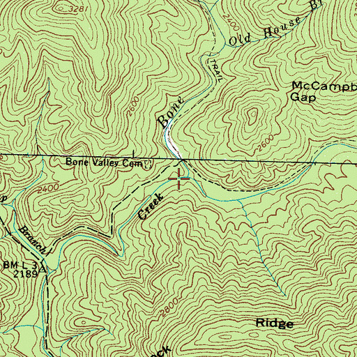 Topographic Map of Bone Valley Creek, NC