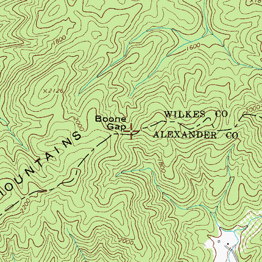 Topographic Map of Boone Gap, NC