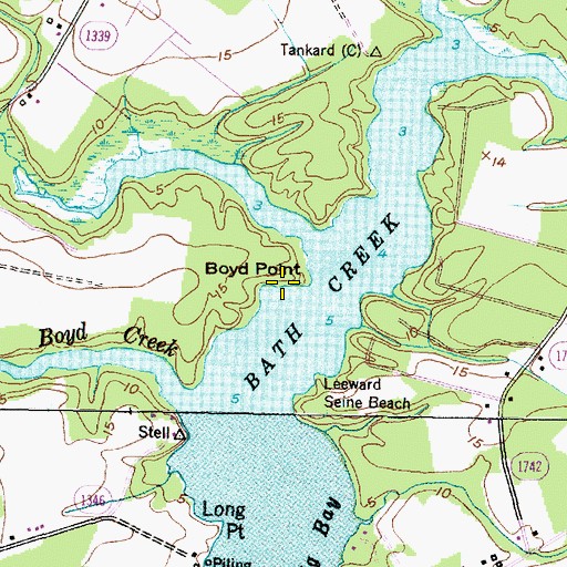 Topographic Map of Boyd Point, NC