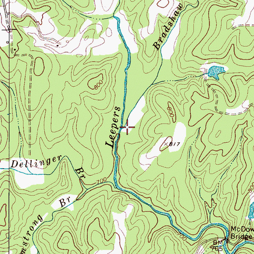 Topographic Map of Bradshaw Branch, NC