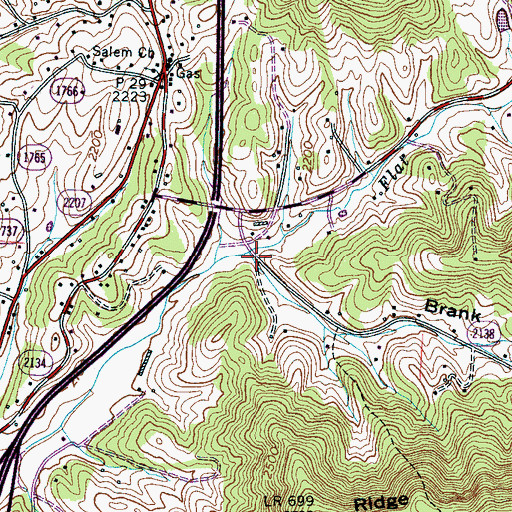 Topographic Map of Brank Cove, NC