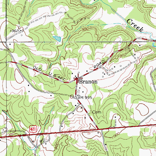 Topographic Map of Branon, NC