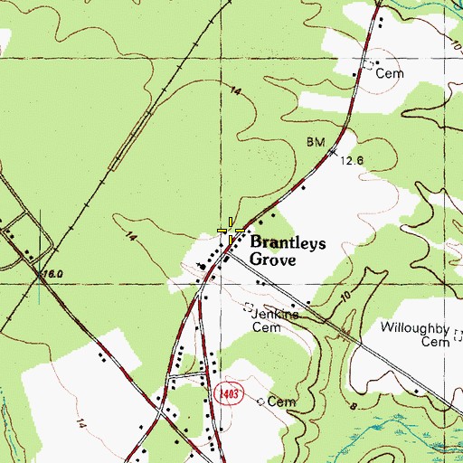 Topographic Map of Brantley Grove Church, NC