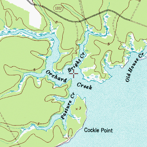 Topographic Map of Bright Creek, NC