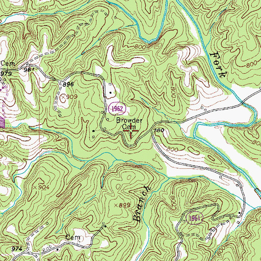 Topographic Map of Browder Cemetery, NC