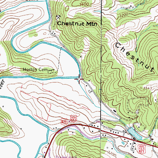 Topographic Map of Brown Branch, NC