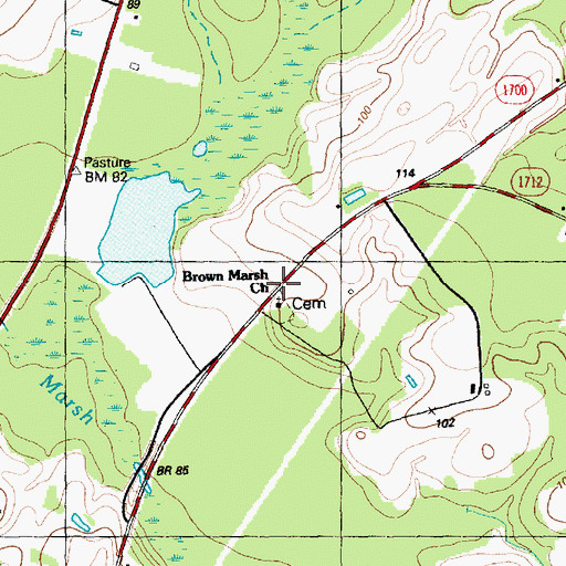 Topographic Map of Brown Marsh Church, NC