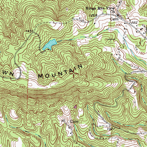 Topographic Map of Brown Mountain, NC