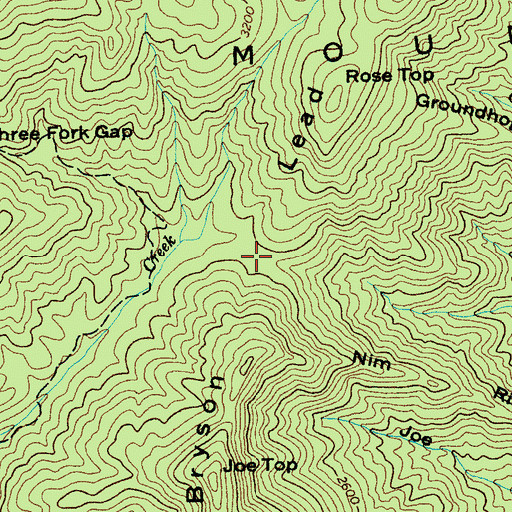 Topographic Map of Bryson Lead, NC