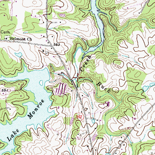 Topographic Map of Buck Branch, NC