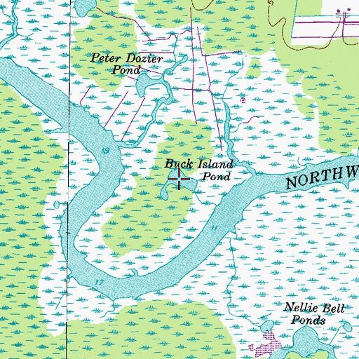 Topographic Map of Buck Island Pond, NC