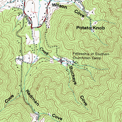 Topographic Map of Buckeye Cove, NC