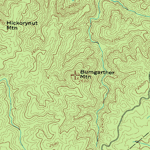 Topographic Map of Bumgarther Mountain, NC