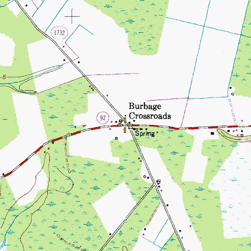 Topographic Map of Burbage Crossroads, NC