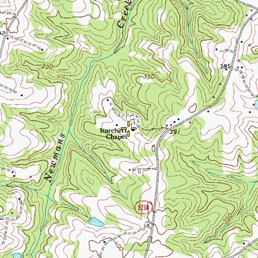 Topographic Map of Burchett Chapel, NC