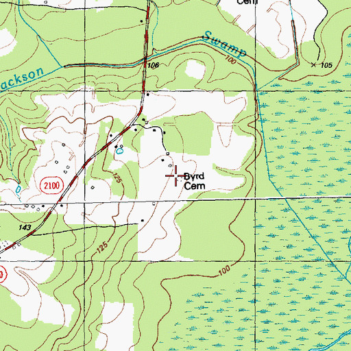 Topographic Map of Byrd Cemetery, NC
