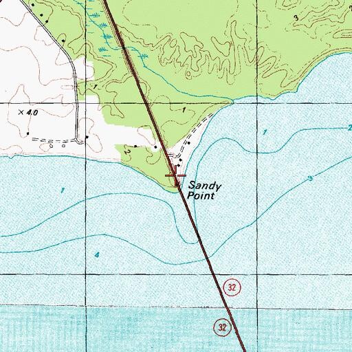 Topographic Map of Sandy Point, NC