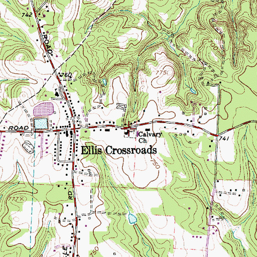 Topographic Map of Calvary Church, NC