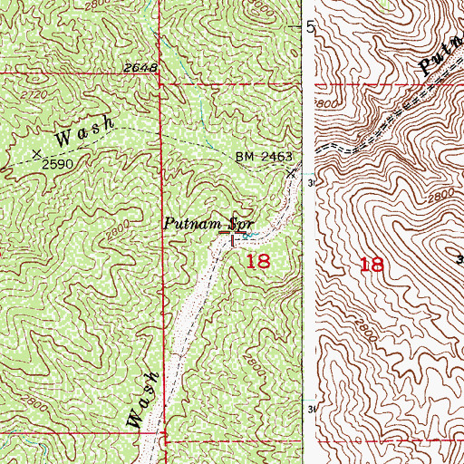 Topographic Map of Putnam Spring, AZ