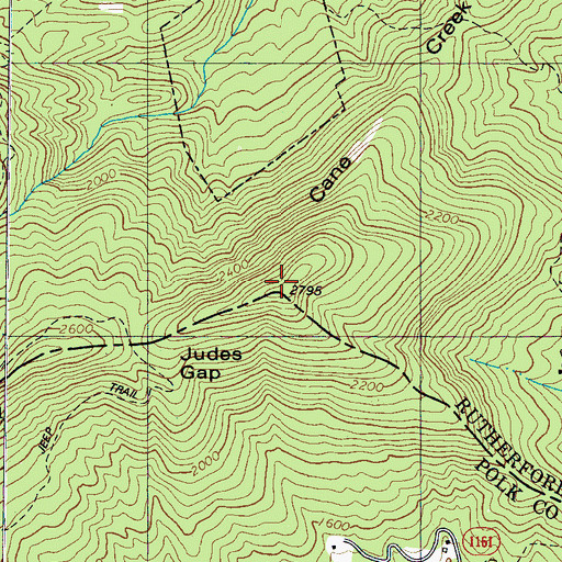 Topographic Map of Cane Creek Mountain, NC