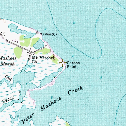 Topographic Map of Caroon Point, NC