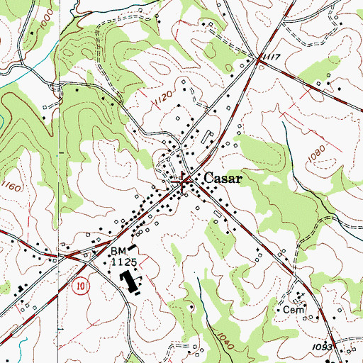Topographic Map of Casar, NC