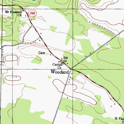 Topographic Map of Cashie Church, NC