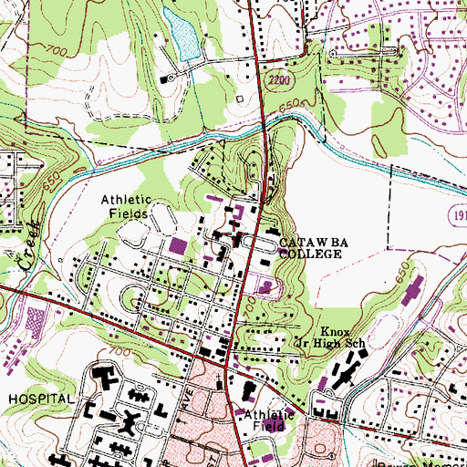 Topographic Map of Catawba College, NC