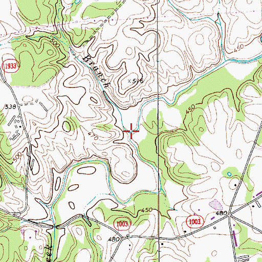 Topographic Map of Cedar Branch, NC