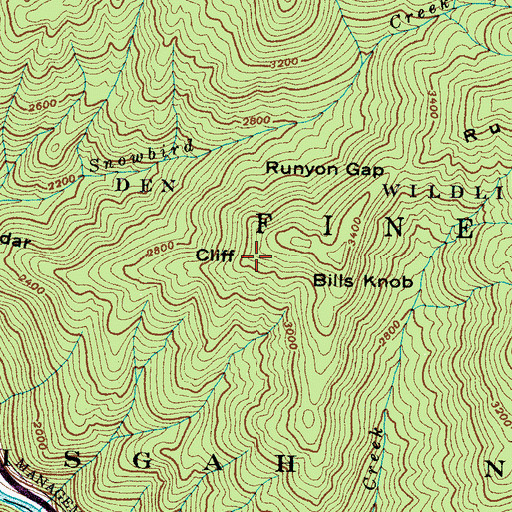 Topographic Map of Cedar Cliff, NC