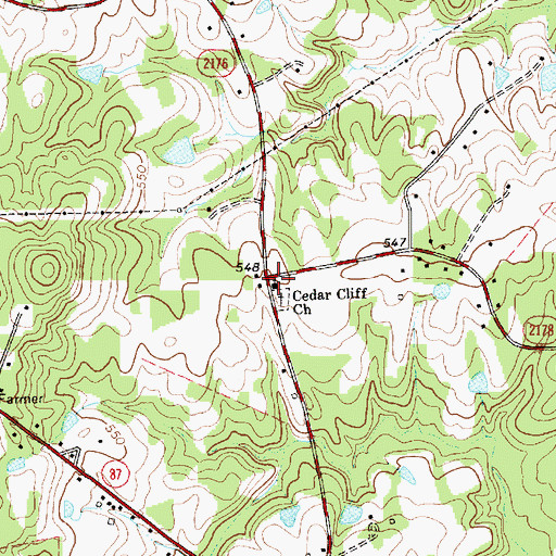 Topographic Map of Cedar Cliff Church, NC