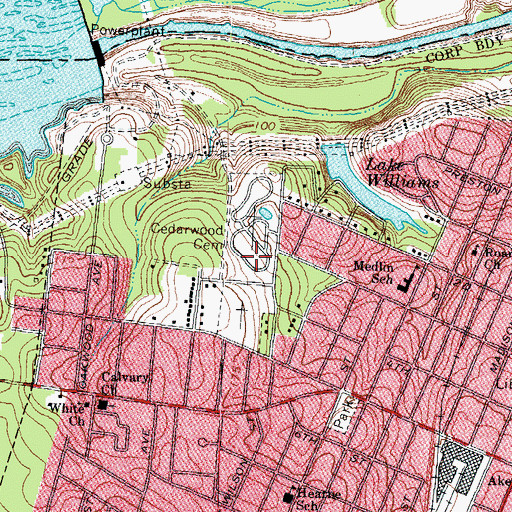 Topographic Map of Cedarwood Cemetery, NC
